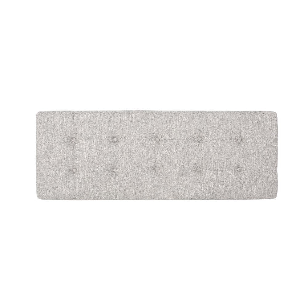 Liba Ottoman Bench Button Tufted Beige Fabric 47’’ Black Wood Frame BM325005