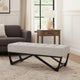 Liba Ottoman Bench, Button Tufted Beige Fabric, 47" Black Wood Frame