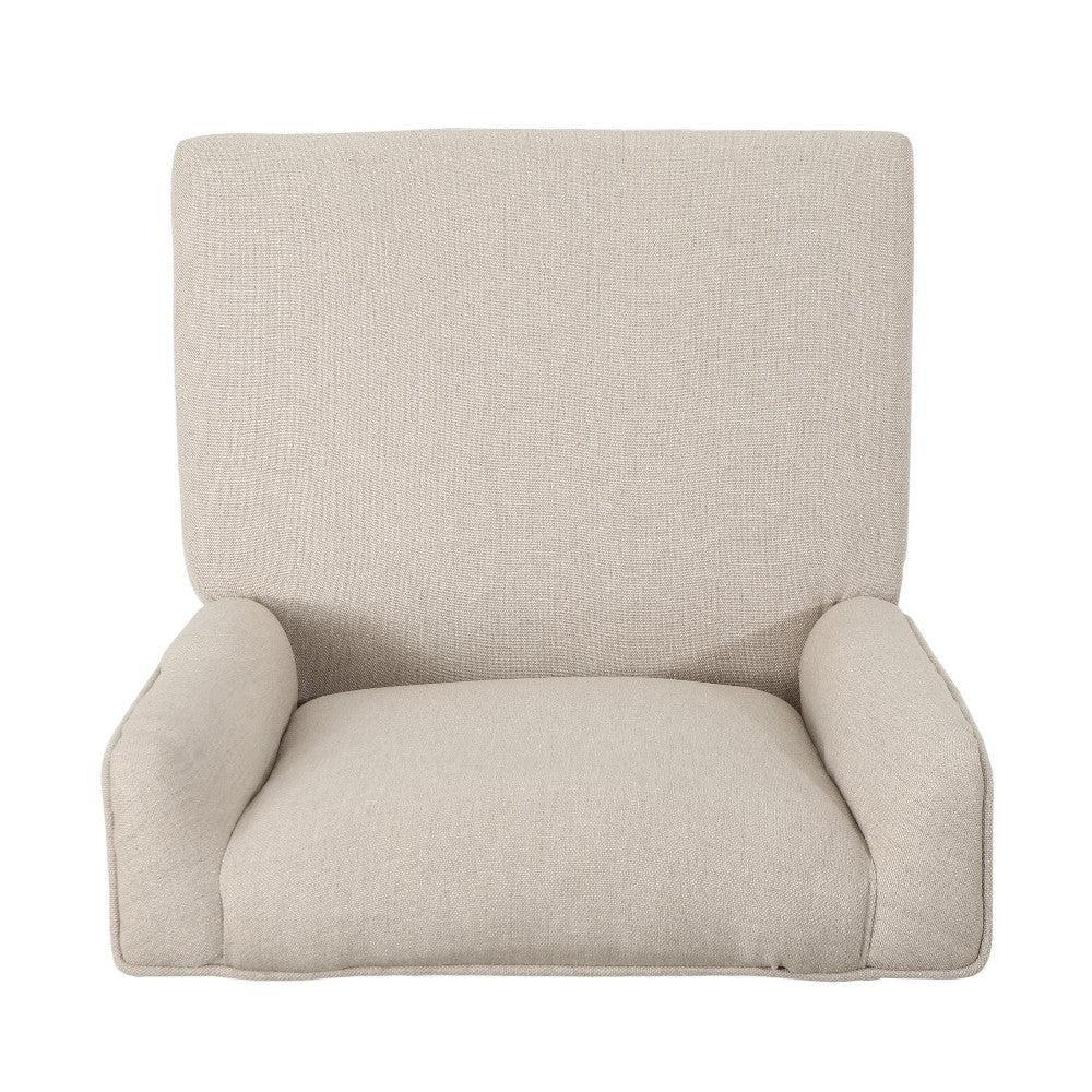 Swivel Office Chair Casters Beige Fabric with Nailhead Trim Chrome BM325006