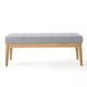 Gisa Ottoman Bench, Light Gray Fabric Tufted Seat, Brown Wood, 44"