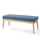 Gisa Ottoman Bench, Blue Fabric Tufted, 44" Natural Brown Wood Frame