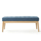 Gisa Ottoman Bench, Blue Fabric Tufted, 44" Natural Brown Wood Frame