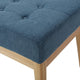 Gisa Ottoman Bench, Blue Fabric Tufted, 44" Natural Brown Wood Frame