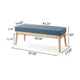 Gisa Ottoman Bench, Blue Fabric Tufted, 44" Natural Brown Wood Frame