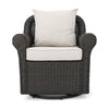 Calista Outdoor Swivel Rocker Chair Beige Fabric Dark Brown Wicker BM325009