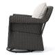 Calista Outdoor Swivel Rocker Chair Beige Fabric Dark Brown Wicker BM325009