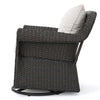 Calista Outdoor Swivel Rocker Chair, Beige Fabric, Dark Brown Wicker