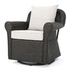 Calista Outdoor Swivel Rocker Chair Beige Fabric Dark Brown Wicker BM325009