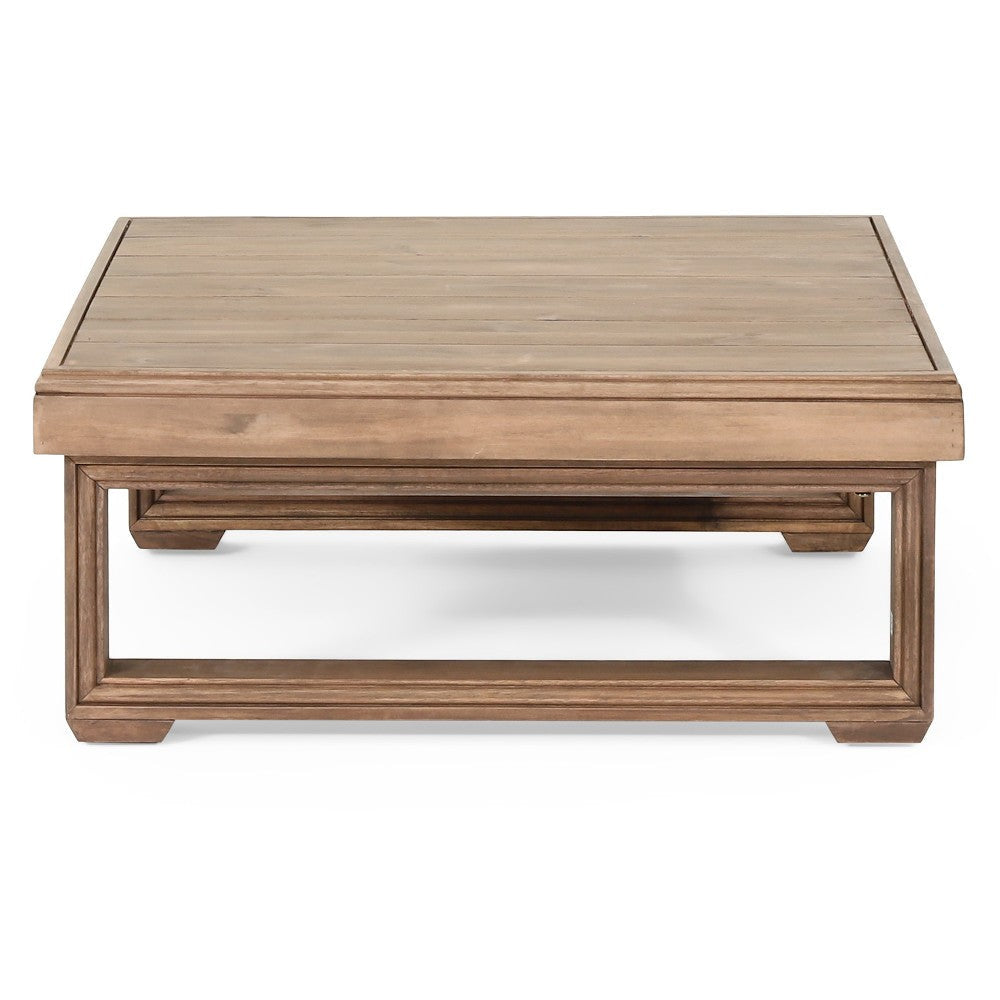 Chelsie Outdoor Coffee Table Slatted Top Brown Wood Square 28’’ BM325010