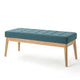 Gisa Ottoman Bench, Teal Blue Fabric Tufted Seat, 44" Brown Wood Frame