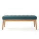 Gisa Ottoman Bench, Teal Blue Fabric Tufted Seat, 44" Brown Wood Frame