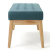 Gisa Ottoman Bench, Teal Blue Fabric Tufted Seat, 44" Brown Wood Frame