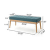 Gisa Ottoman Bench, Teal Blue Fabric Tufted Seat, 44" Brown Wood Frame