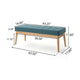 Gisa Ottoman Bench, Teal Blue Fabric Tufted Seat, 44" Brown Wood Frame