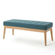 Gisa Ottoman Bench, Teal Blue Fabric Tufted Seat, 44" Brown Wood Frame