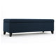 Harry Storage Ottoman Bench, Navy Blue Fabric, 51" Solid Birch Wood