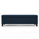 Harry Storage Ottoman Bench, Navy Blue Fabric, 51" Solid Birch Wood