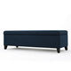 Harry Storage Ottoman Bench, Navy Blue Fabric, 51" Solid Birch Wood