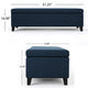 Harry Storage Ottoman Bench, Navy Blue Fabric, 51" Solid Birch Wood