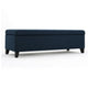 Harry Storage Ottoman Bench, Navy Blue Fabric, 51" Solid Birch Wood
