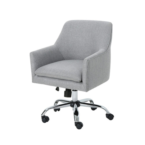 Heza Swivel Office Chair, Gray Fabric, Rolling Wheels Chrome Metal