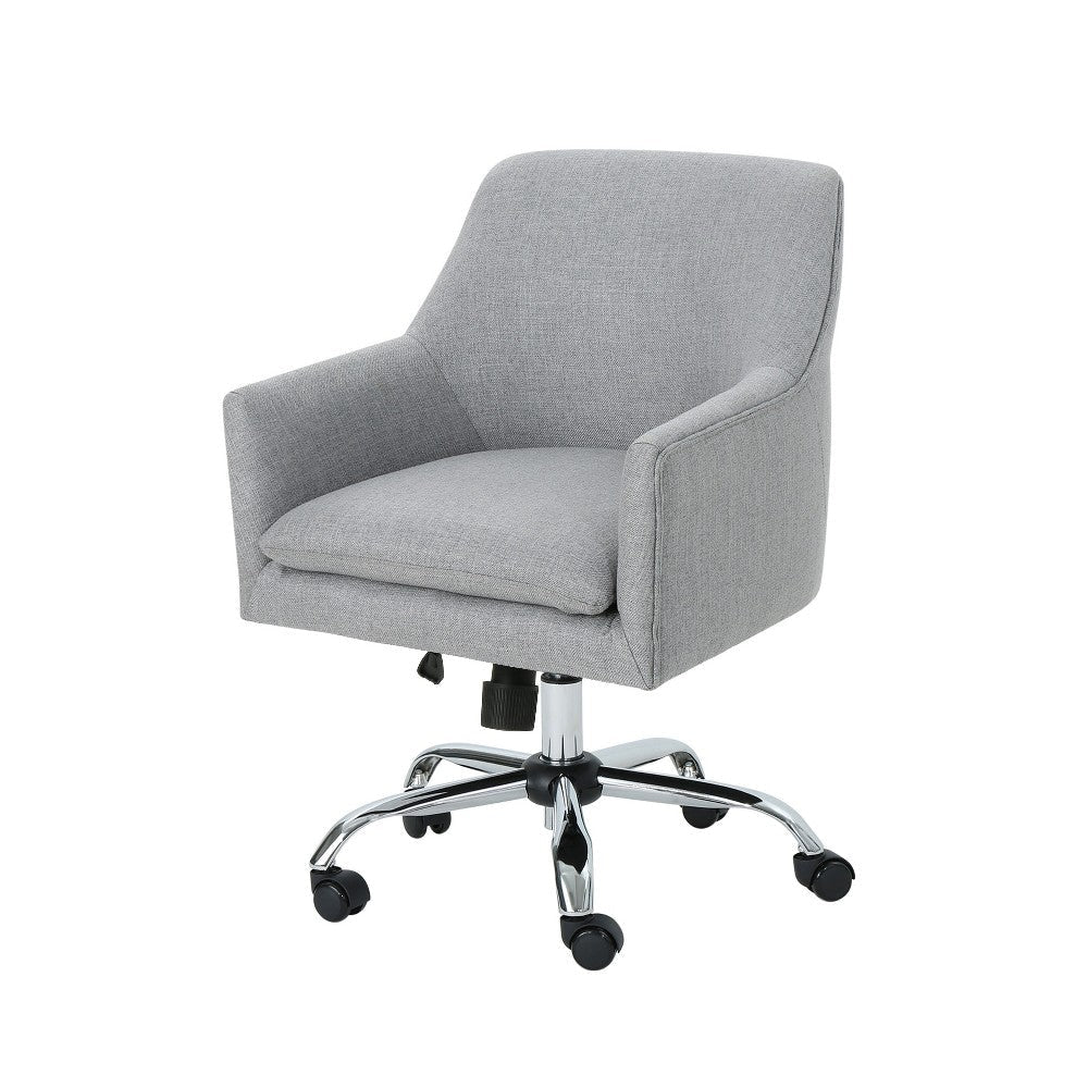 Heza Swivel Office Chair, Gray Fabric, Rolling Wheels Chrome Metal
