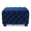 Ottoman Modern Button Tufted Dark Navy Blue Velvet 29’’ Square Shape BM325016