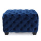 Ottoman Modern Button Tufted Dark Navy Blue Velvet 29’’ Square Shape BM325016