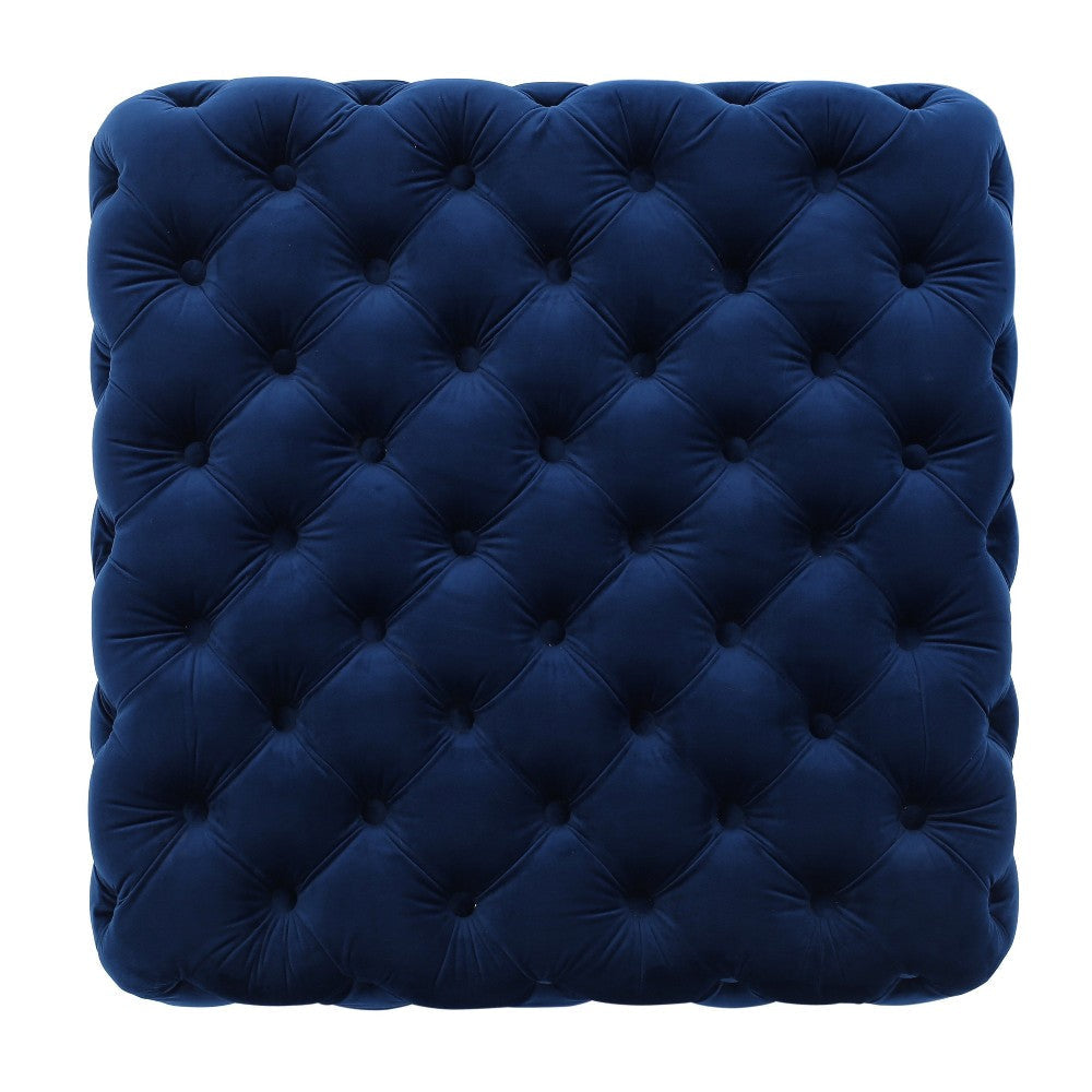 Ottoman Modern Button Tufted Dark Navy Blue Velvet 29’’ Square Shape BM325016