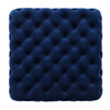 Ottoman, Modern Button Tufted, Dark Navy Blue Velvet, 29" Square Shape
