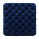 Ottoman, Modern Button Tufted, Dark Navy Blue Velvet, 29" Square Shape