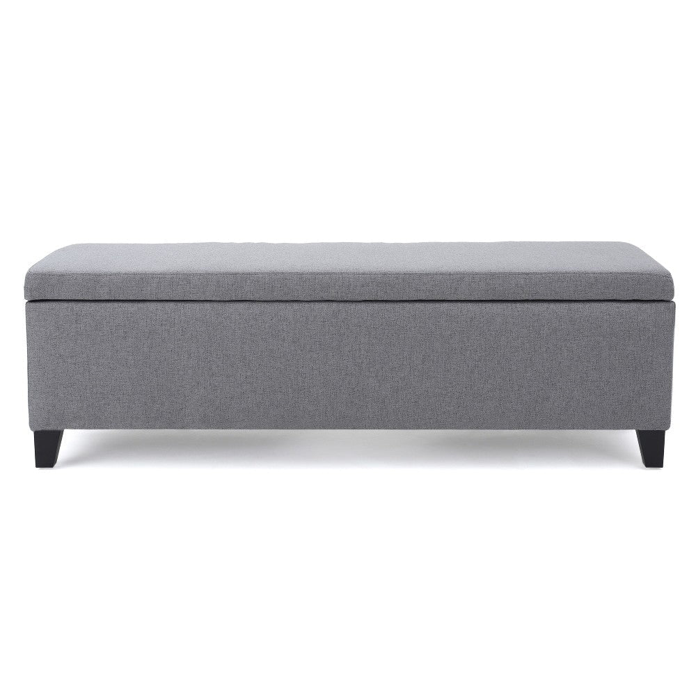 Flash Storage Ottoman Bench Light Gray Fabric 51’’ Gray Wood Frame BM325017