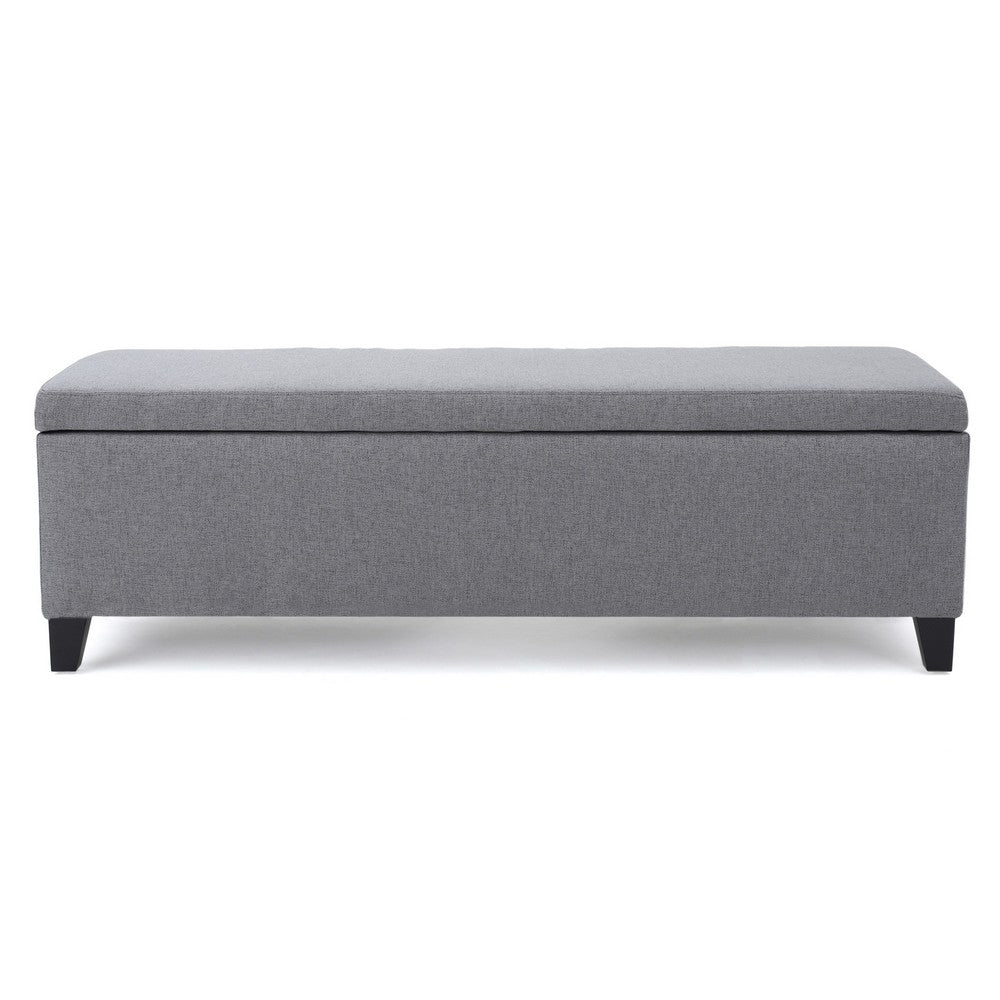 Flash Storage Ottoman Bench, Light Gray Fabric, 51" Gray Wood Frame
