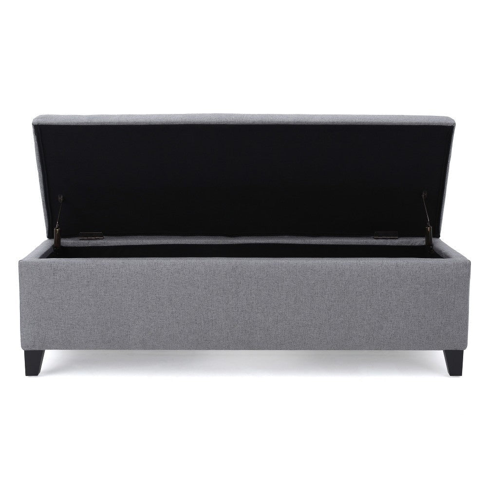 Flash Storage Ottoman Bench Light Gray Fabric 51’’ Gray Wood Frame BM325017