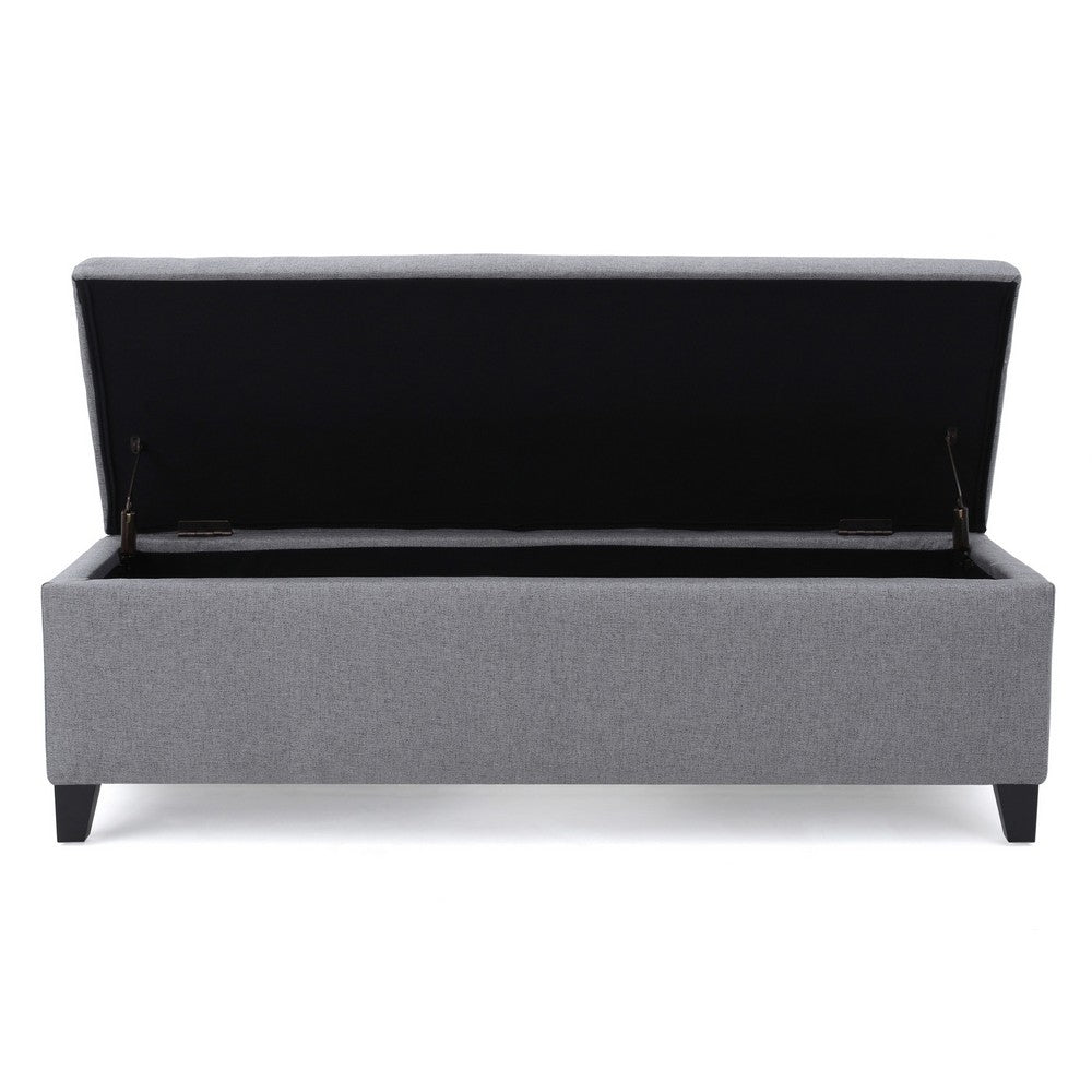 Flash Storage Ottoman Bench, Light Gray Fabric, 51" Gray Wood Frame