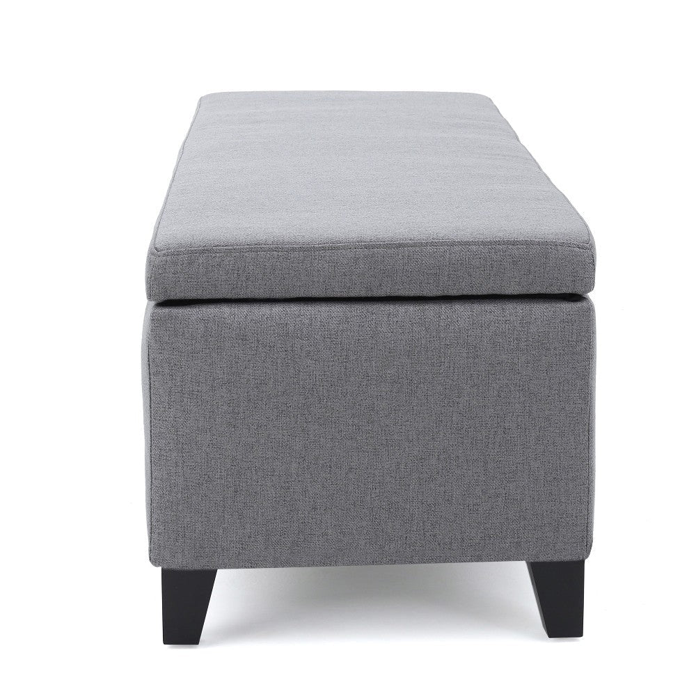 Flash Storage Ottoman Bench Light Gray Fabric 51’’ Gray Wood Frame BM325017
