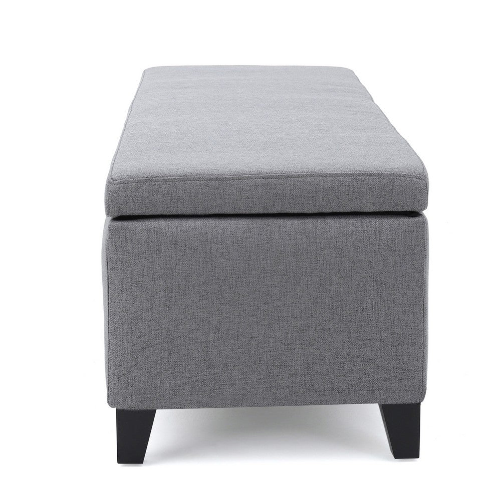 Flash Storage Ottoman Bench, Light Gray Fabric, 51" Gray Wood Frame