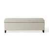Elias Storage Ottoman Bench, Detailed Ivory Faux Leather, 51" Wood
