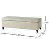 Elias Storage Ottoman Bench, Detailed Ivory Faux Leather, 51" Wood