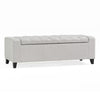 Liani Storage Ottoman Bench, Light Gray Fabric Tufted Top, 51" Wood