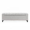 Liani Storage Ottoman Bench Light Gray Fabric Tufted Top 51’’ Wood BM325019
