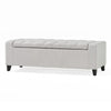 Liani Storage Ottoman Bench Light Gray Fabric Tufted Top 51’’ Wood BM325019