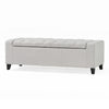 Liani Storage Ottoman Bench, Light Gray Fabric Tufted Top, 51" Wood