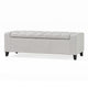 Liani Storage Ottoman Bench, Light Gray Fabric Tufted Top, 51" Wood