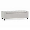 Liani Storage Ottoman Bench, Light Gray Fabric Tufted Top, 51" Wood