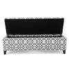 Flash Storage Ottoman Bench Light Gray Geometric Print Fabric 51’’ BM325021