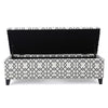 Flash Storage Ottoman Bench, Light Gray Geometric Print Fabric 51"