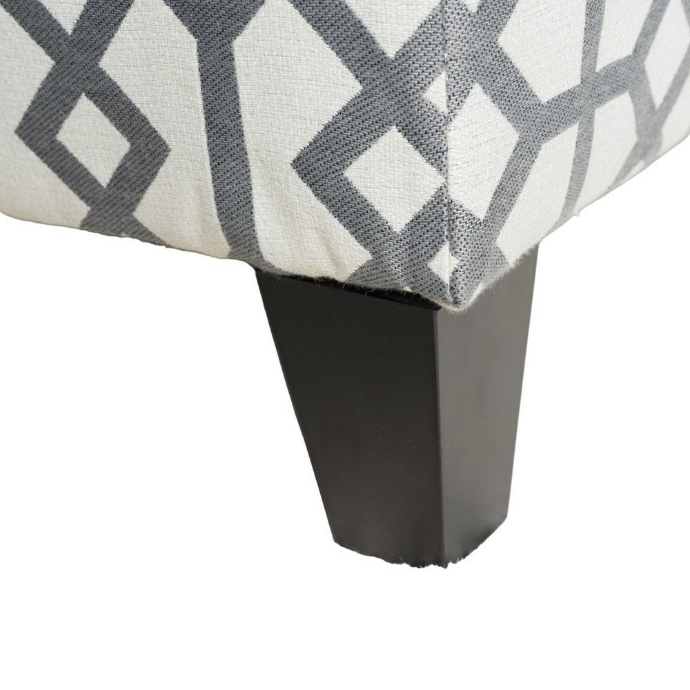 Flash Storage Ottoman Bench Light Gray Geometric Print Fabric 51’’ BM325021