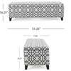 Flash Storage Ottoman Bench Light Gray Geometric Print Fabric 51’’ BM325021