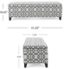 Flash Storage Ottoman Bench, Light Gray Geometric Print Fabric 51"